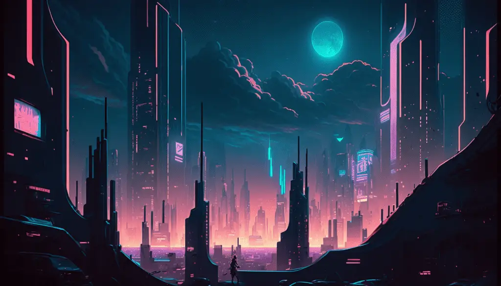 midjourney by kristoffer thun futuristic-city-at-night