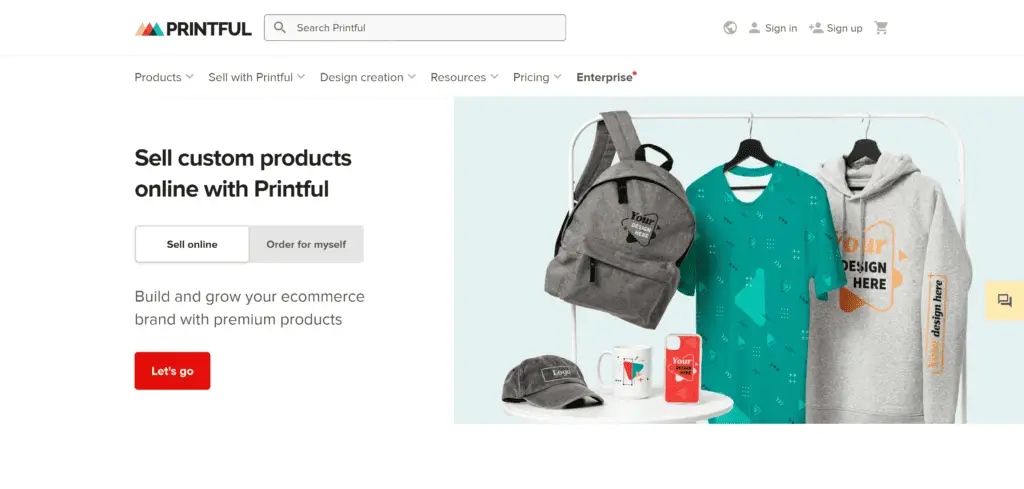 Printful a website to sell custom design products