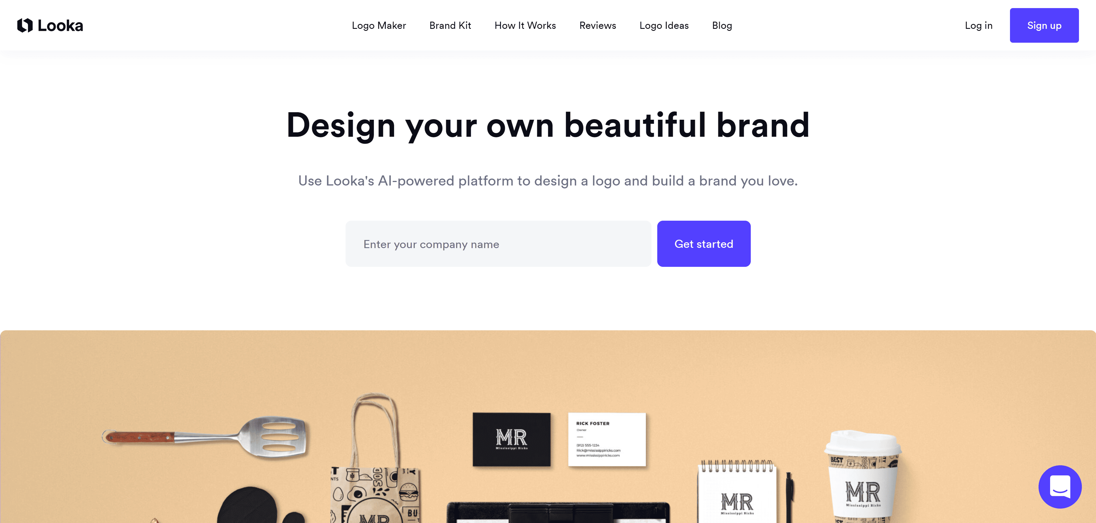 Looka AI-Powered Design homepage.