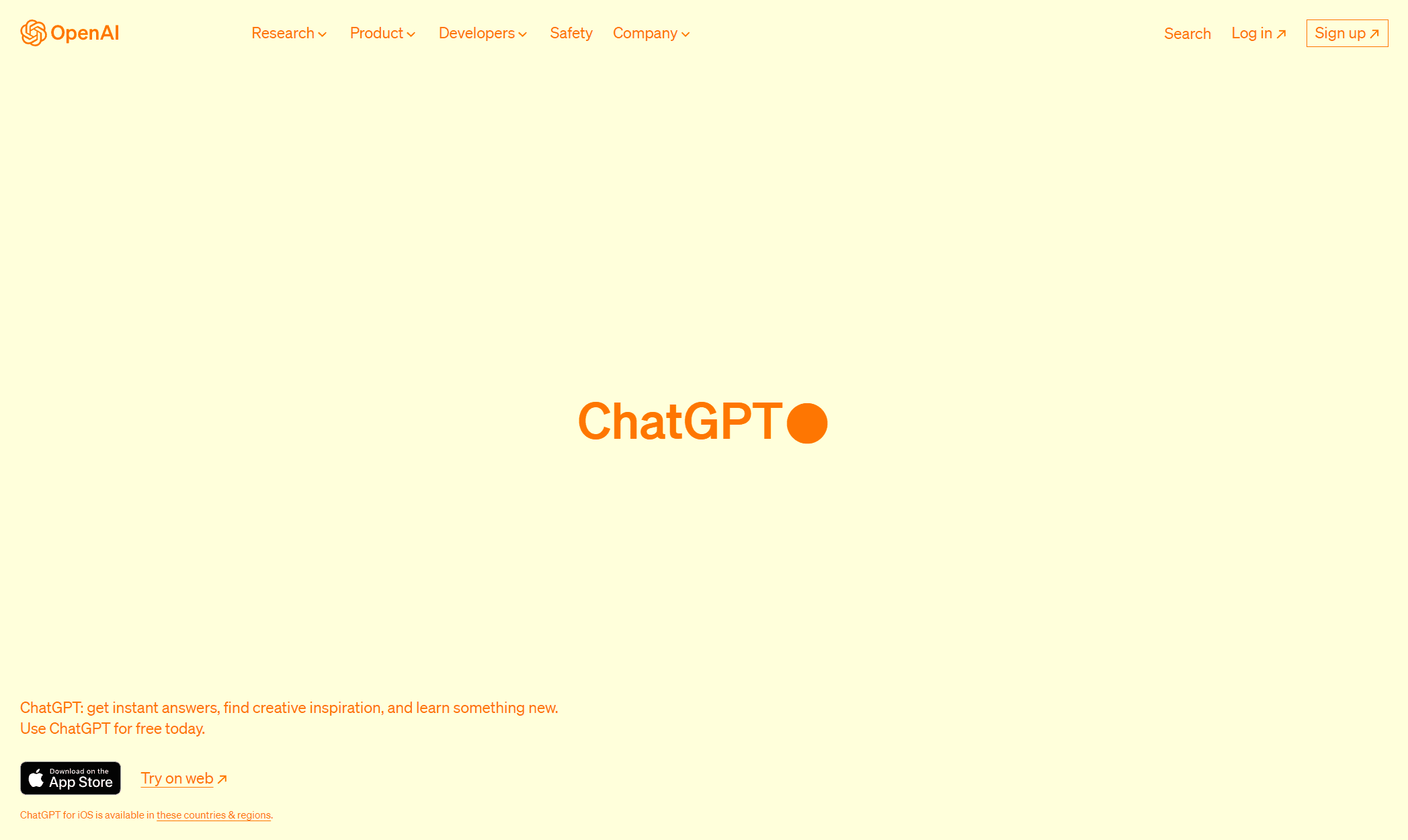 Open AI ChatGPT homepage