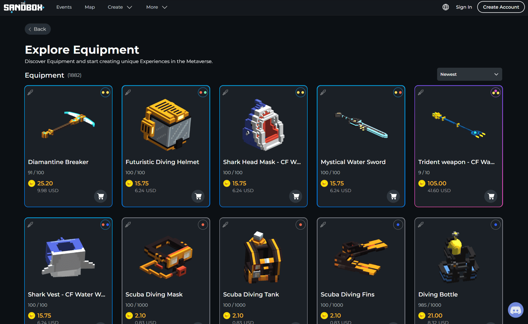 Explore the World of NFT Gaming in 2024 3 A screenshot of a The Sandbox NFT marketplace.