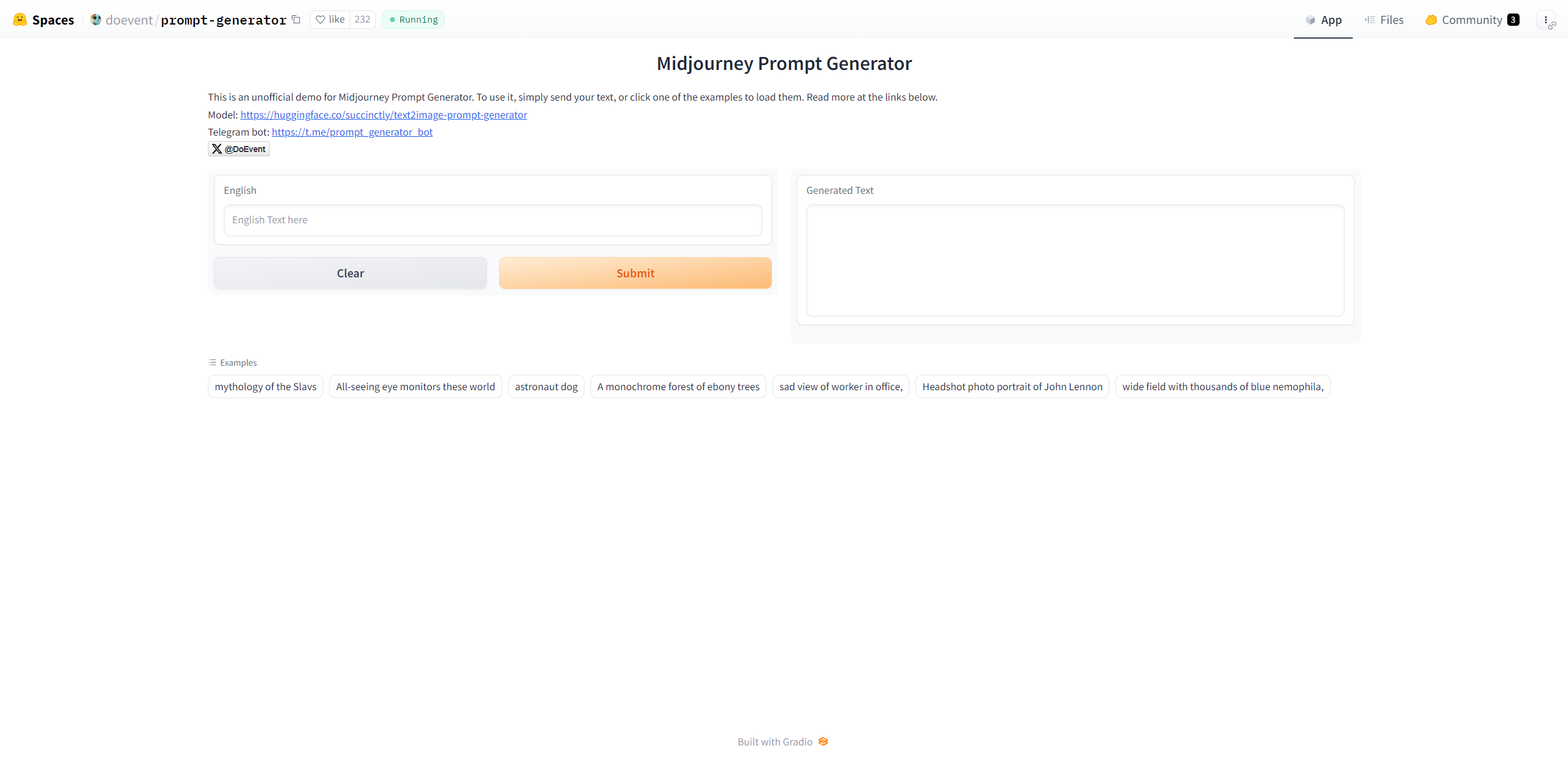 Creative ideas with Midjourney prompt generator by Huggingface.
