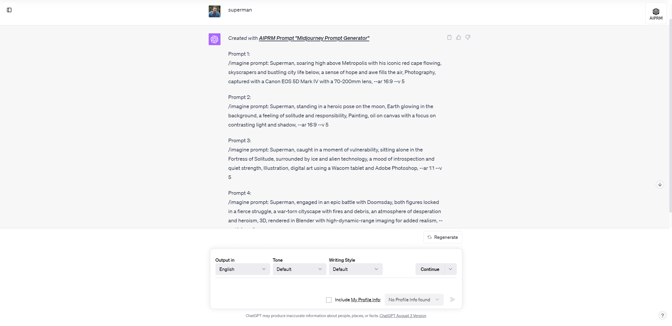 Using ChatGPT as a Midjourney prompt generator.