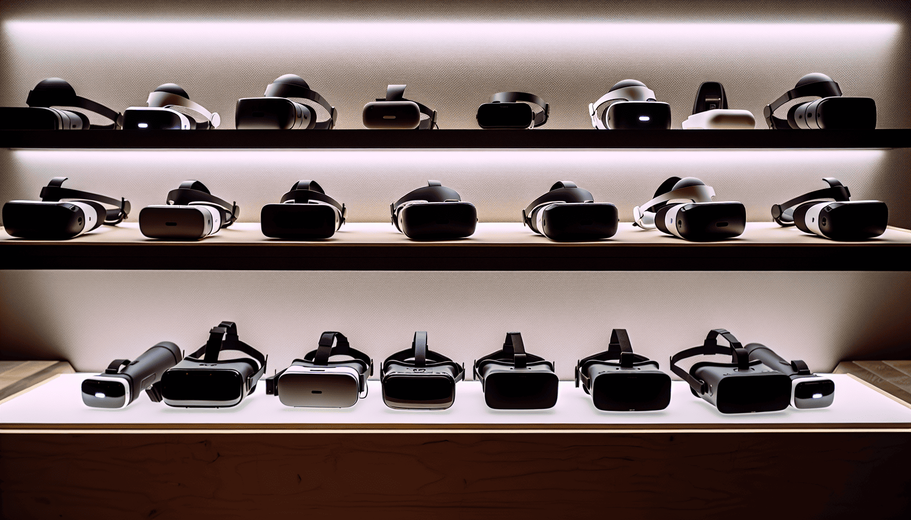 VR for Beginners: A Complete Guide to Virtual Reality 4 Various VR headsets displayed on a shelf