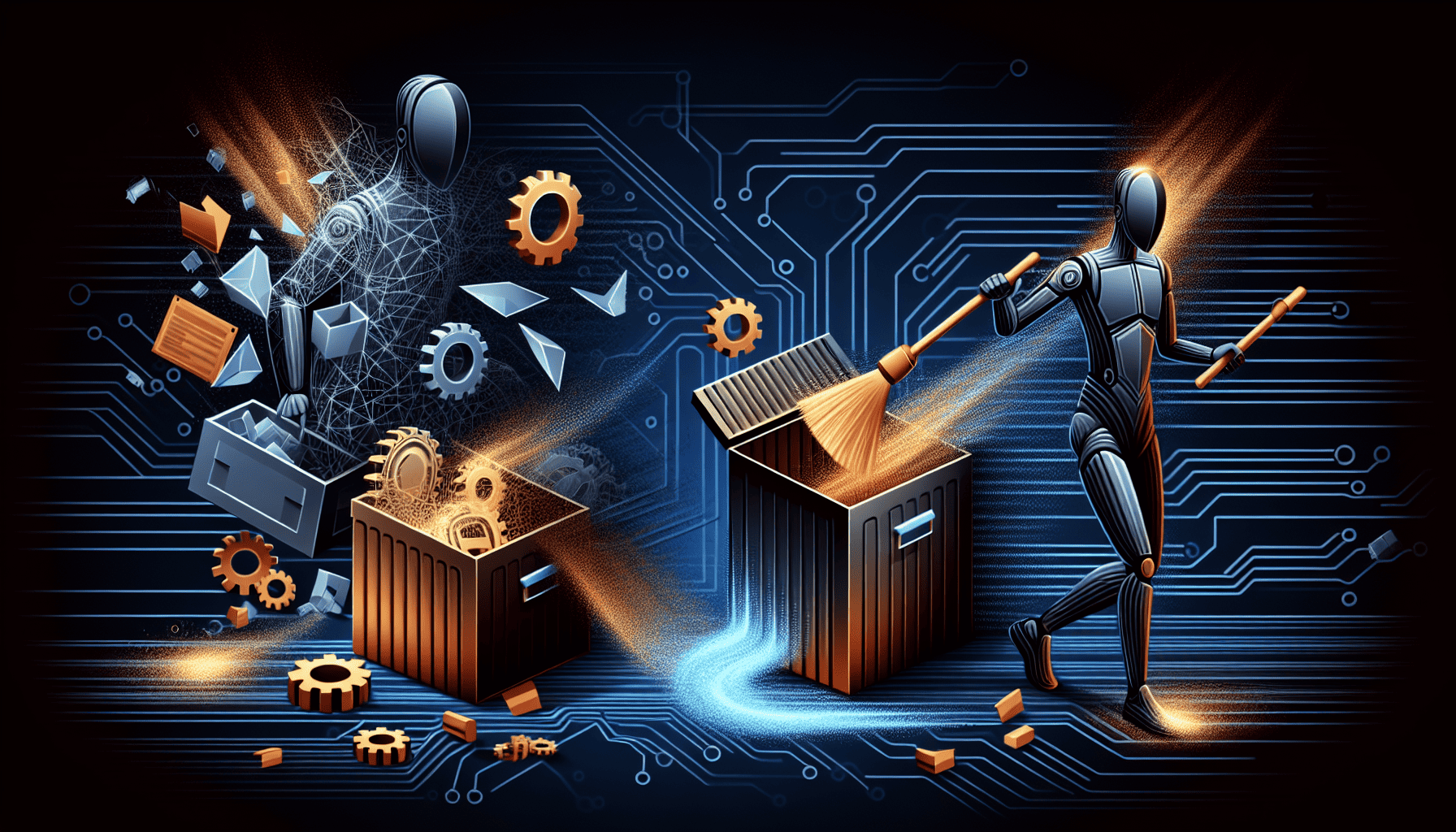 How to Lower CPU Usage: 6 Tips for a Faster Computer 4 Illustration of digital cleanup: clearing caches and removing junk files