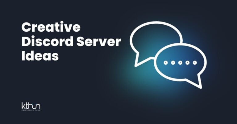 Dark banner with "Creative Discord Server Ideas" text and glowing chat bubble icons with Kristoffer Thun logo.